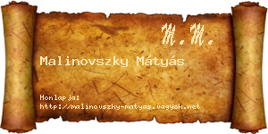 Malinovszky Mátyás névjegykártya