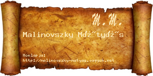 Malinovszky Mátyás névjegykártya